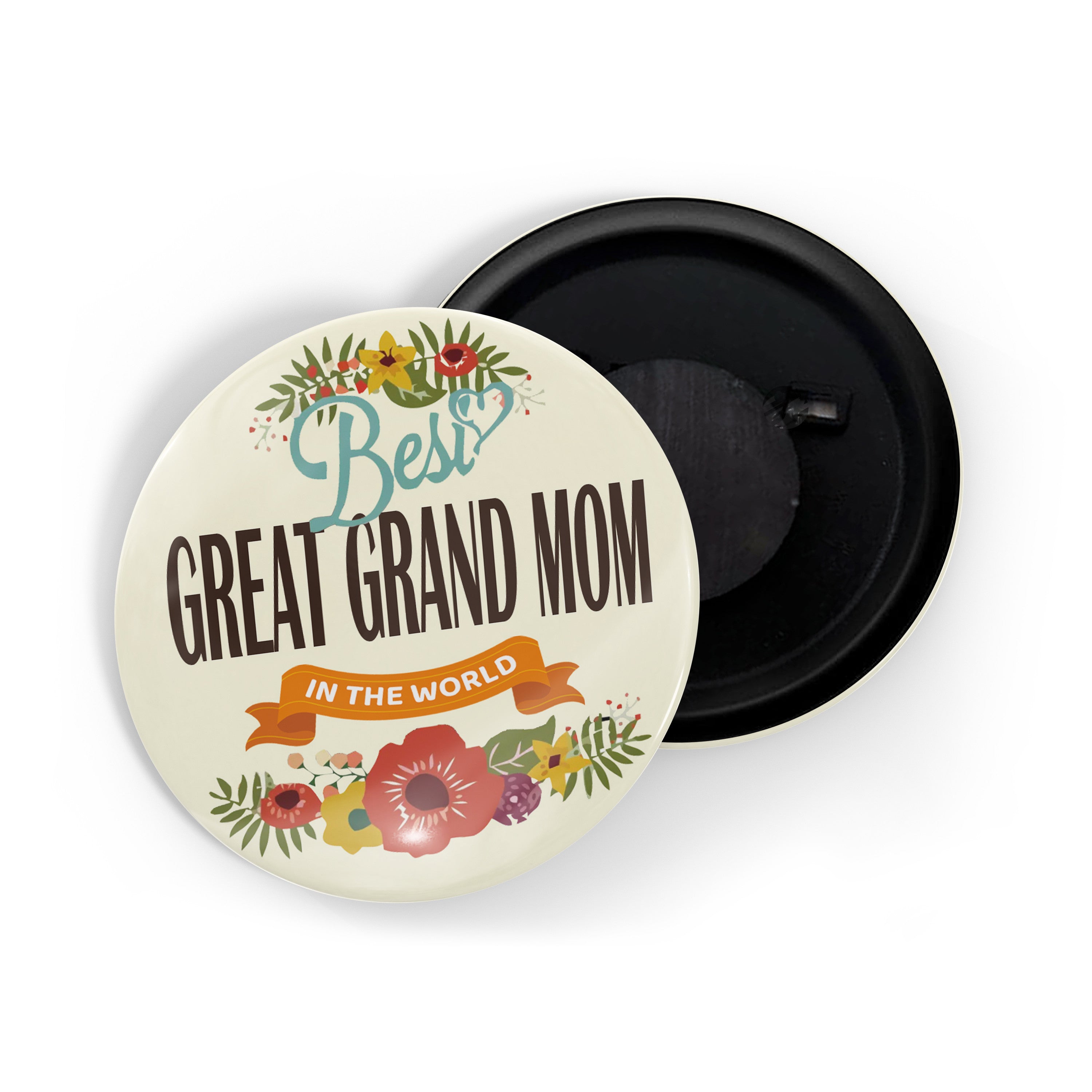 dhcrafts Fridge Magnet Multicolor Best Great Grand Mom In The World Glossy Finish Design Pack of 1 (58mm)